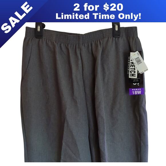 [Sale: 2 for $20!] Dark Grey Briggs Trousers | Petite Plus Size 18W | NWT! 0161 - Picture 1 of 8